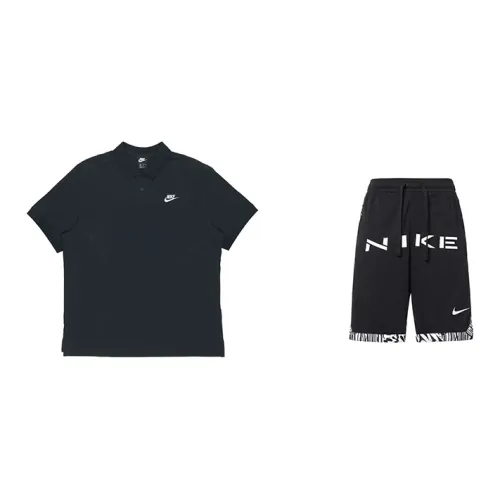 Nike Casual Sportswear Men Set Black Tops+Black Shorts