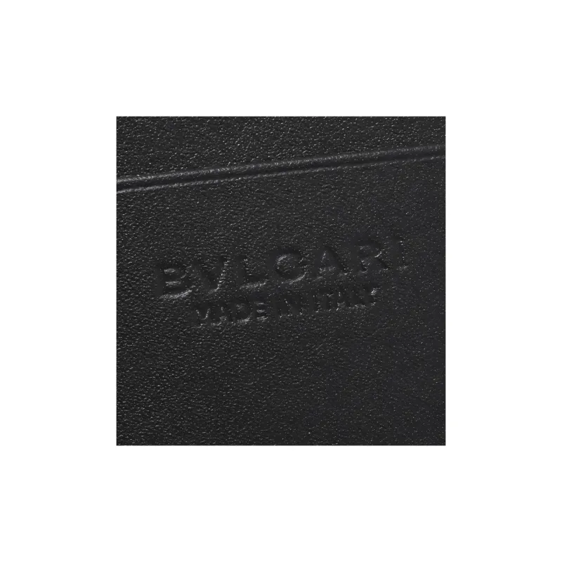 BVLGARI Cow Leather Wallet Men's Black-3