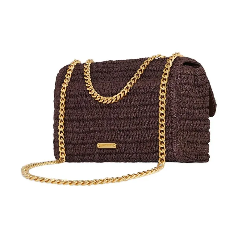REBECCA MINKOFF Edie Woven Straw Blend Shoulder Bag Crossbody Bag Medium Size Women's Deep Red-1