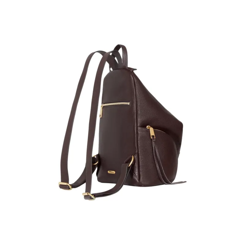 REBECCA MINKOFF Leather Backpack Women's Gold Multicolor Dark Brown-1