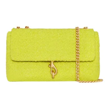 REBECCA MINKOFF Edie Tweed Shoulder Bag Crossbody Bag Medium Size Women's Yellow Green