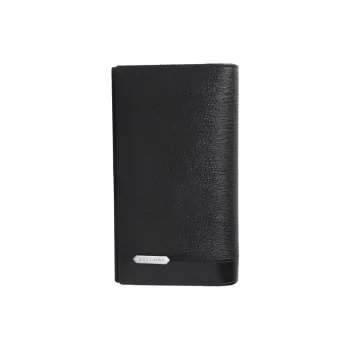 BVLGARI Cow Leather Wallet Men's Black