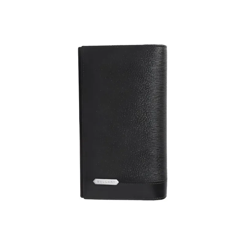 BVLGARI Cow Leather Wallet Men's Black-0