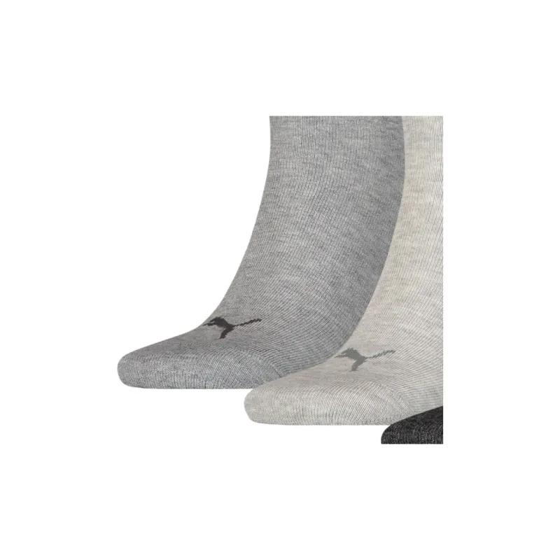 PUMA Lot De 3 Paires De Chaussettes Basses Unies Et Unisexes Ankle Socks Unisex 3 Pack Light Gray+Gray+Dark Gray-1