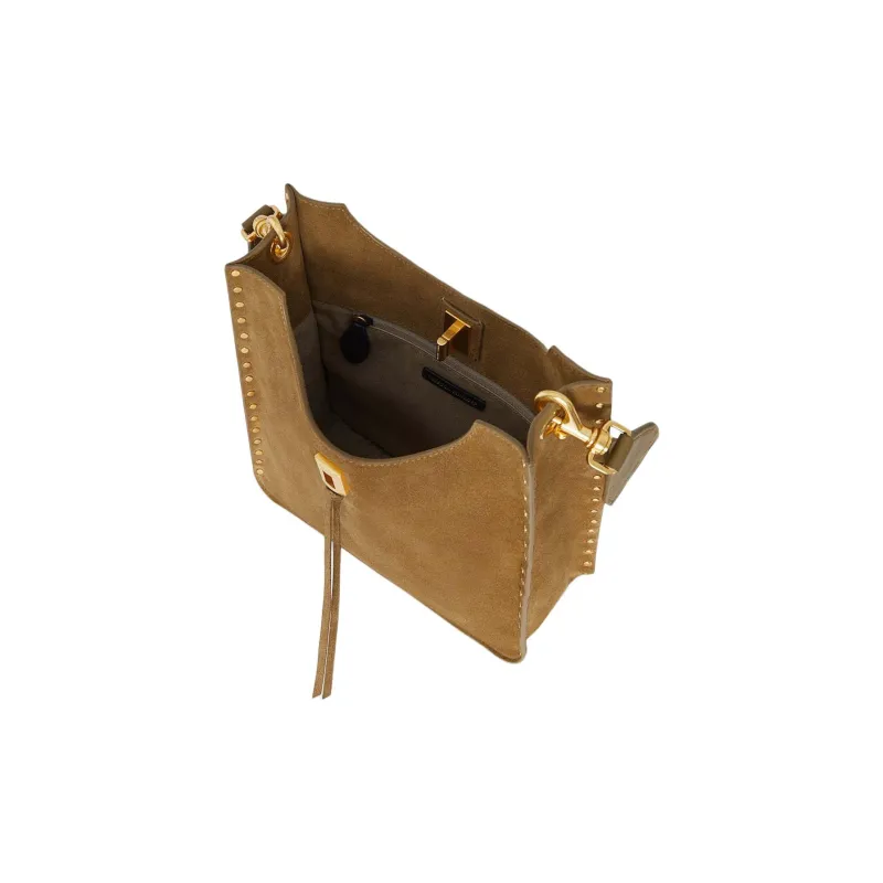 REBECCA MINKOFF Suede Leather Shoulder Bag Crossbody Bag Medium Size Women's Honey-2