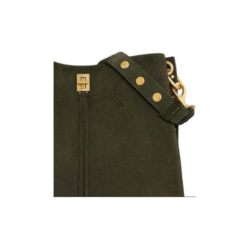 REBECCA MINKOFF Suede Leather Shoulder Bag Crossbody Bag Women's Moss Green-3
