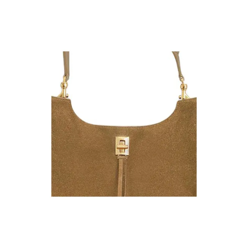 REBECCA MINKOFF Suede Leather Shoulder Bag Crossbody Bag Medium Size Women's Honey-3