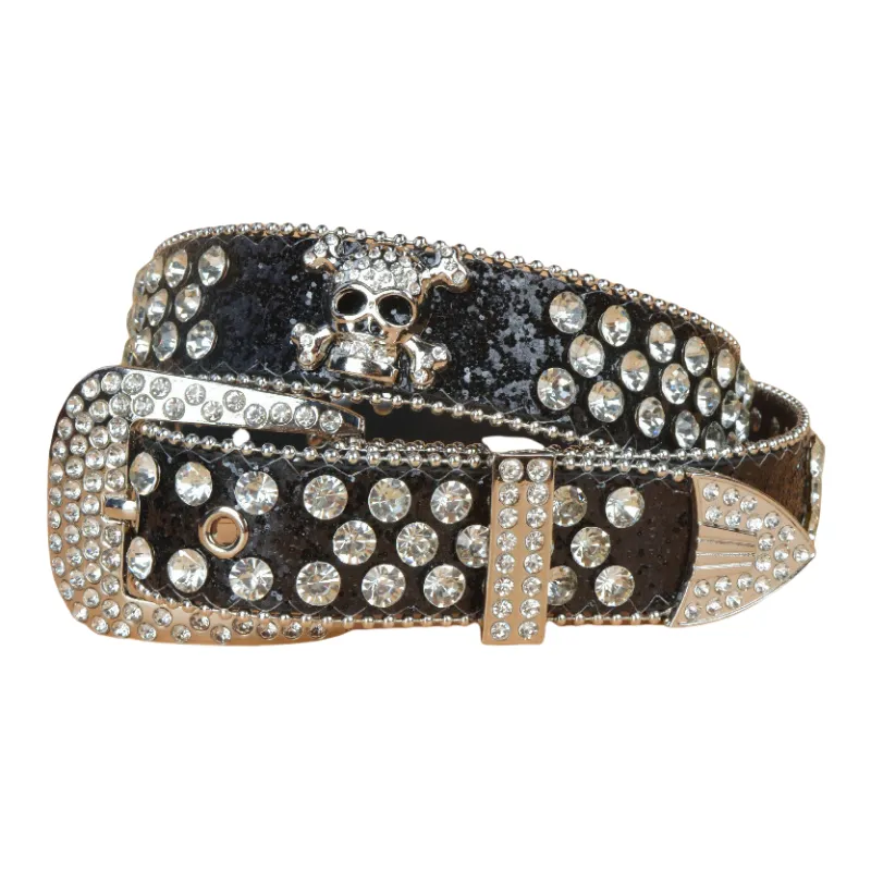 Emperor Penguin PU Rhinestone Leather Belts Women's 3.3CM-2