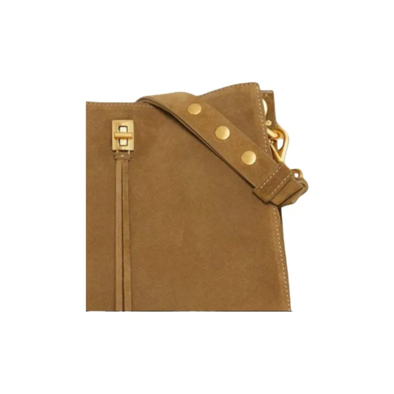 REBECCA MINKOFF Suede Leather Shoulder Bag Crossbody Bag Women's Honey Brown-3