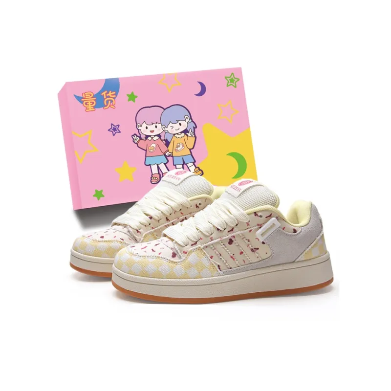 LIANGHUO Anti-Slip Wear-Resistant Low-Top Skateboard Shoes Women's Yellow Box Included-0