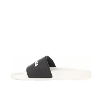 Balenciaga Pool Slides Logo White Black Alternate
