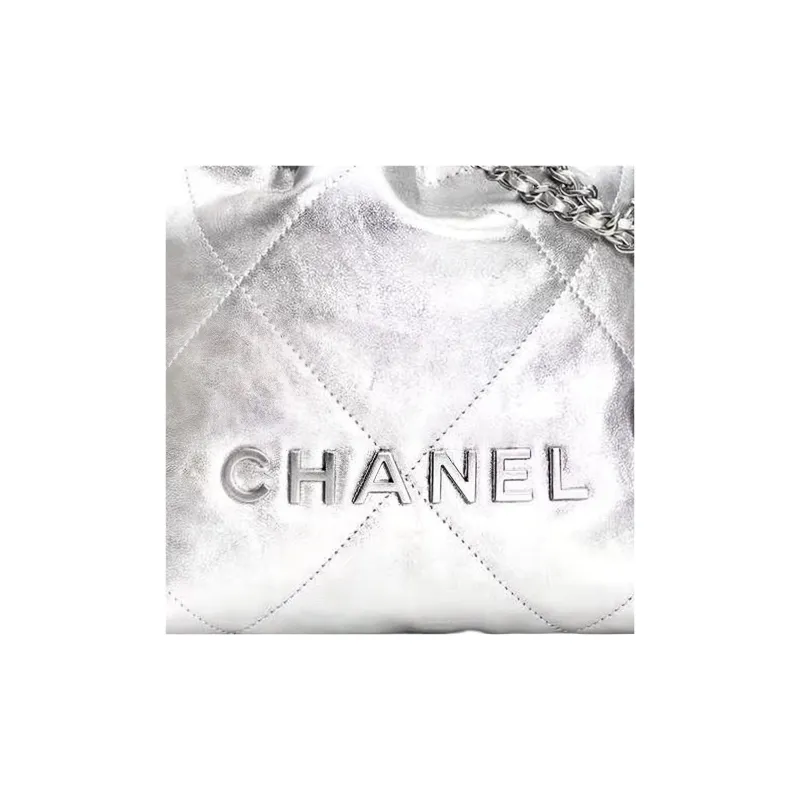 CHANEL 22Bag Bright Calfskin Bucket Bag, Shoulder Bag, Crossbody Bag Mini Women's Silver-2