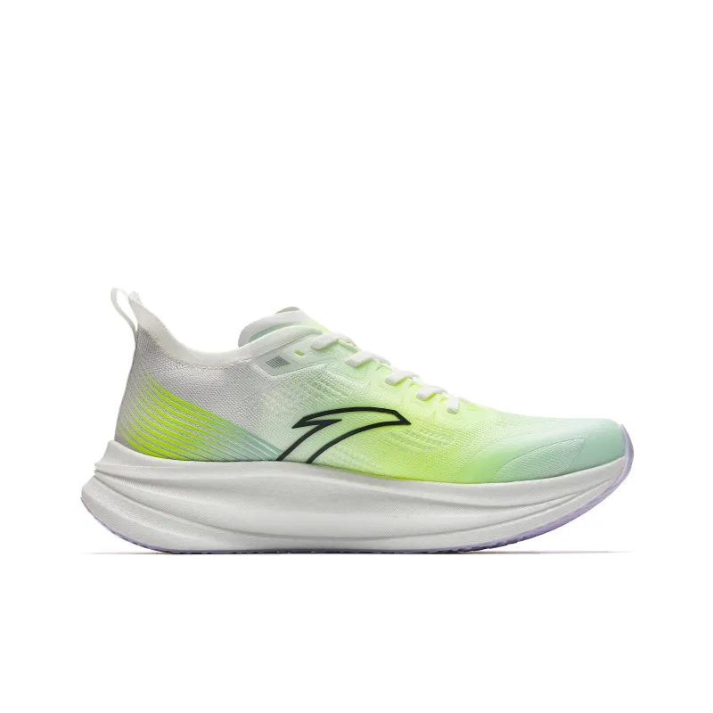Anta Cushioning Abrasion Resistant Breathable Low Top Full Length Carbon Plate Running Shoes Men's White Green-1