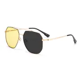 Black Gold Frame with Night Vision Yellow-to-Gray Lens