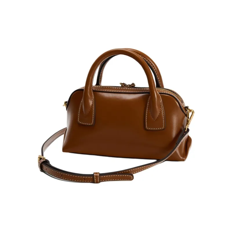 ZARA PU Shoulder Bag Crossbody Bag Handbag Mini Women's Dark Brown Yellow-4