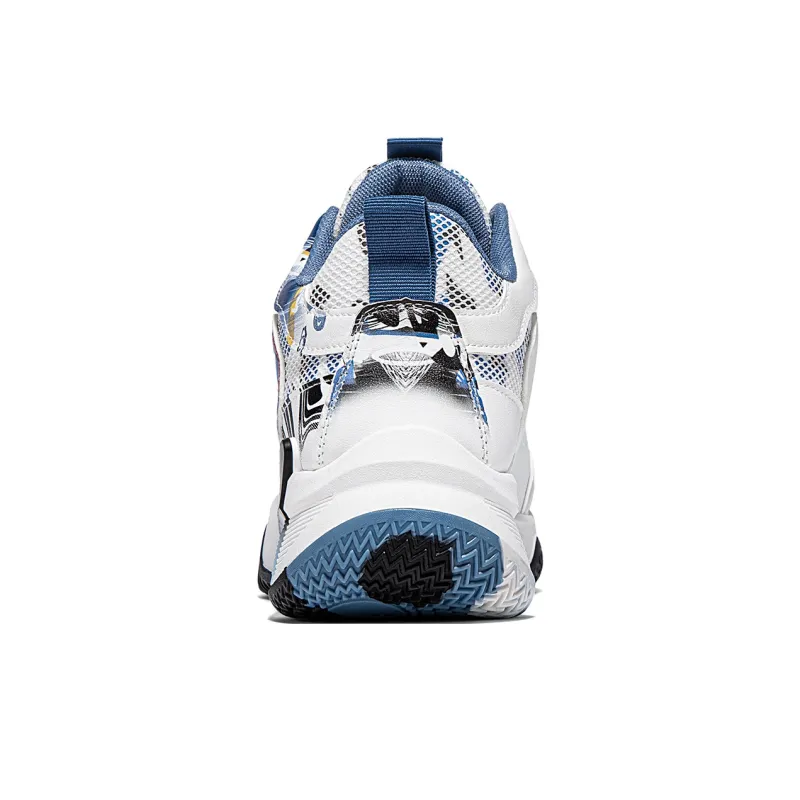 Warrior Coverage Rebound Wear Resistant Lightweight Slip Resistant Mid Top Basketball Shoes Men White Blue Gray-3
