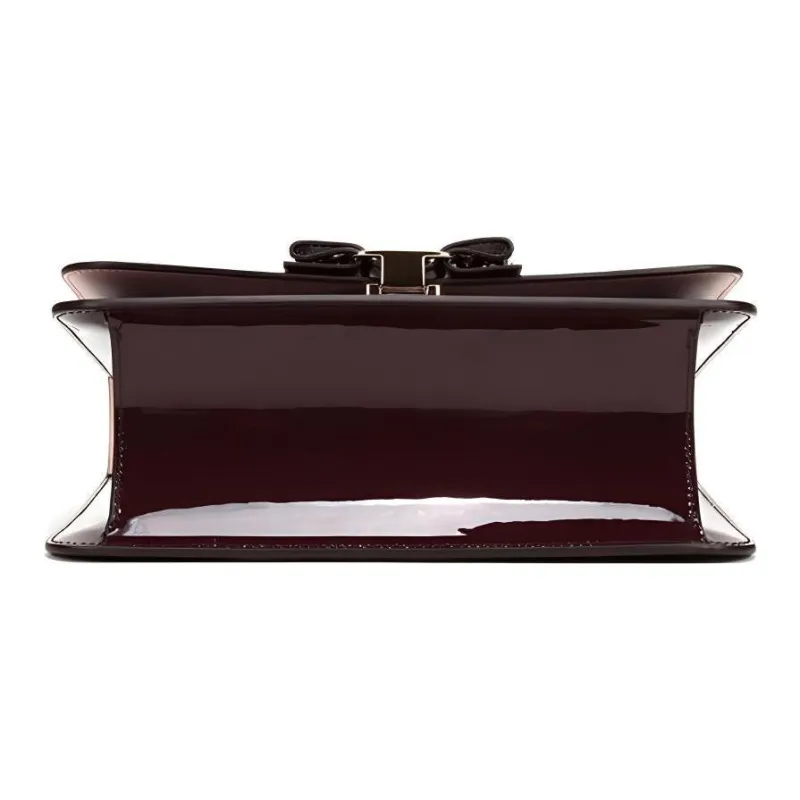 FERRAGAMO Vara Patent Leather Shoulder Bag Crossbody Bag Women's Brown-2
