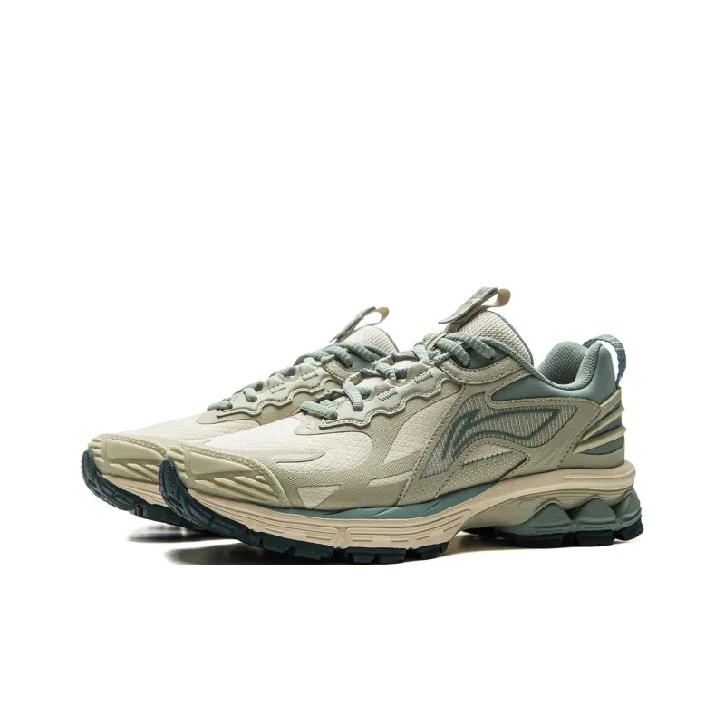 LiNing Fuyao 2.0 Trail Anti Slip Wear Resistant Low Top Casual Running Shoes Women's Green Beige-2