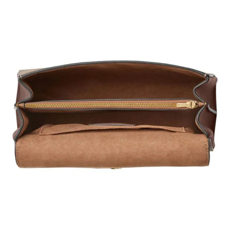 COACH Eliza Artificial Leather Shoulder Bag Crossbody Bag Handbag Large Size Women's Brown-2