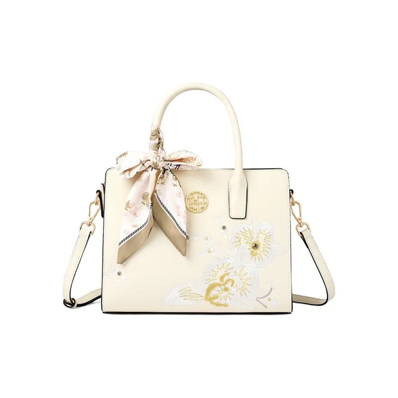 TUCANO Split Cow Leather With Synthetic Leather Handbag Regular Women's Ecru-0