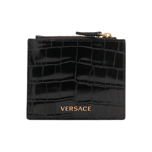 VERSACE Leather Card Holder Men's Black