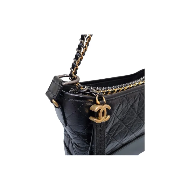 CHANEL Gabrielle Calfskin Handbag, Shoulder Bag, Crossbody Bag Women's Black-7