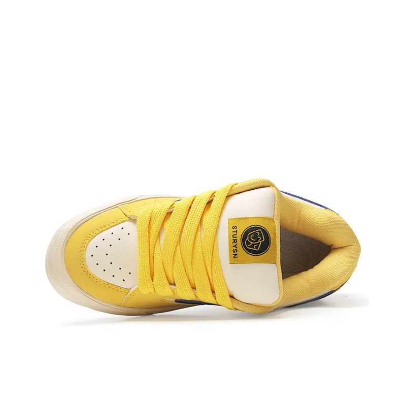 STUR YSN Wear resistant And Lightweight Low Top Skateboard Shoes Unisex White Blue Yellow-4