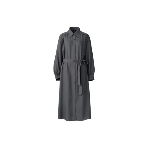 UNIQLO Long-Sleeved Dresses Women's Asphalt Gray