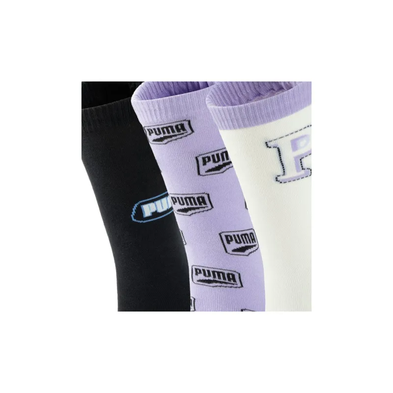 PUMA 3P APAC Mid Calf Socks Unisex 3 Pack Light Purple+White+Black-3