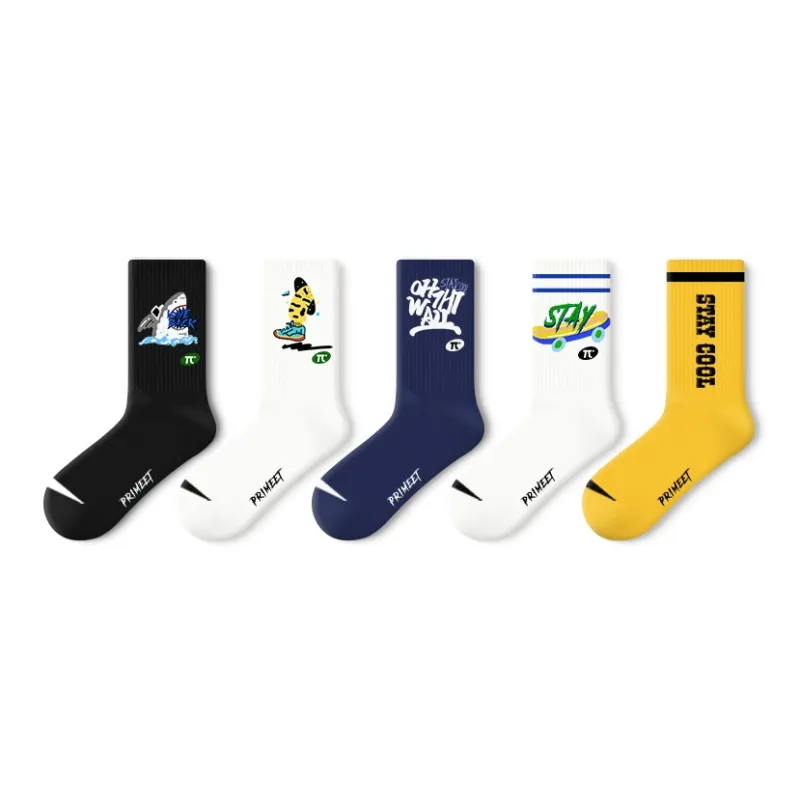 Primeet Mid Calf Socks Fall Unisex 5 Pack-33