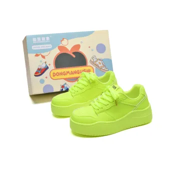 Anime story Skateboard Shoes Women's Low Top Neon Green/Cream Yellow/White/Dragon Fruit