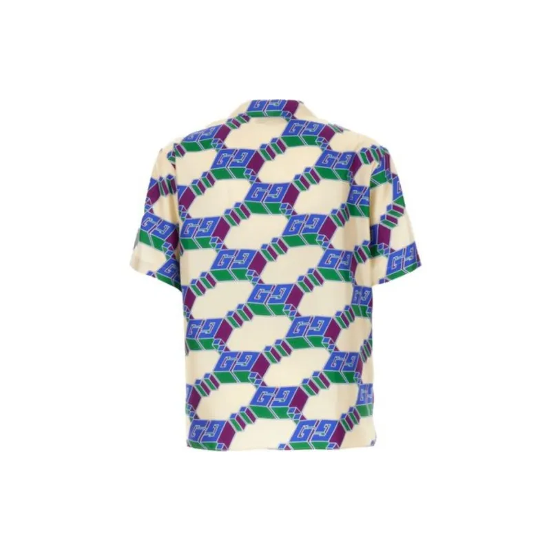 GUCCI 3D Gg Print Silk Shirt-1