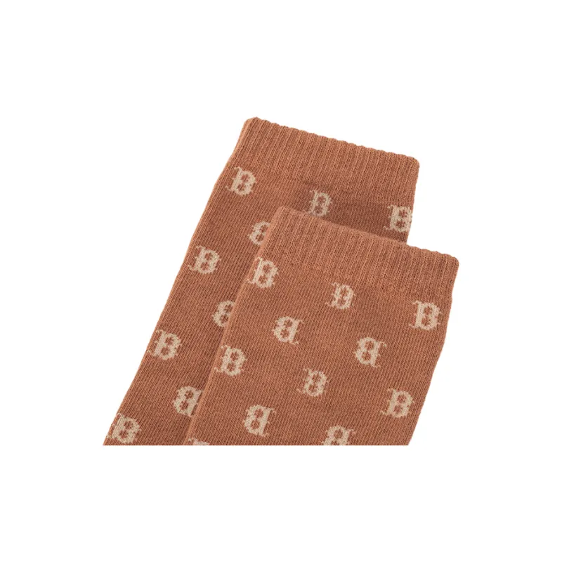 MLB Monogram Collection Boston Red Sox Mid Calf Socks Unisex 1 Pack Brown-3