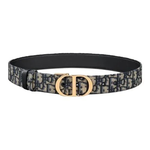 DIOR Calfskin Leather Belts Women's Blue Width 3.5CM