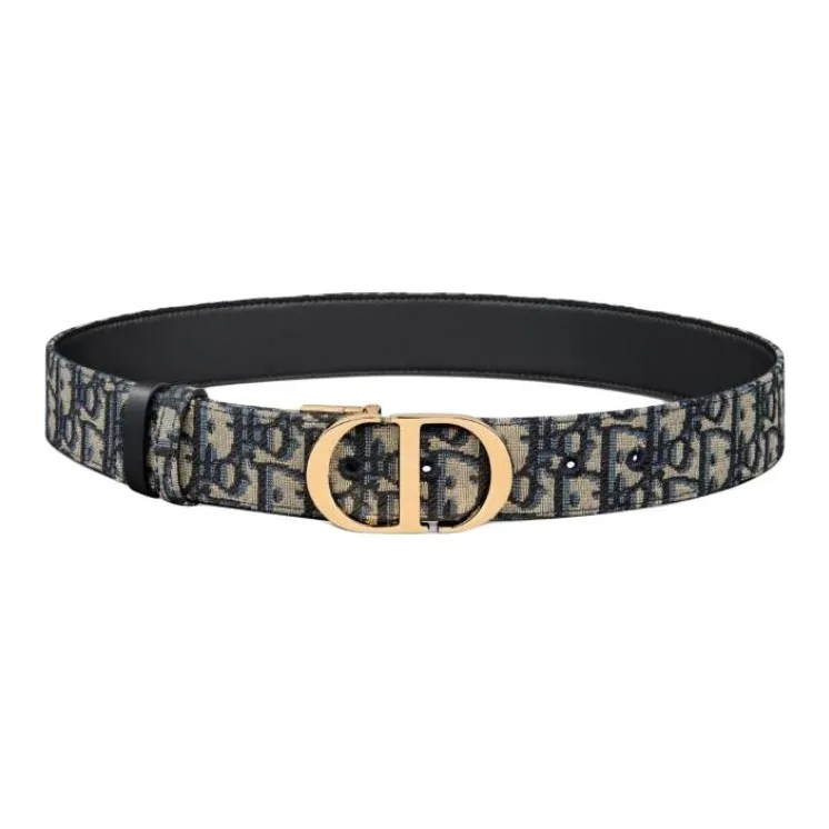 DIOR Calfskin Leather Belts Women's Blue Width 3.5CM-0