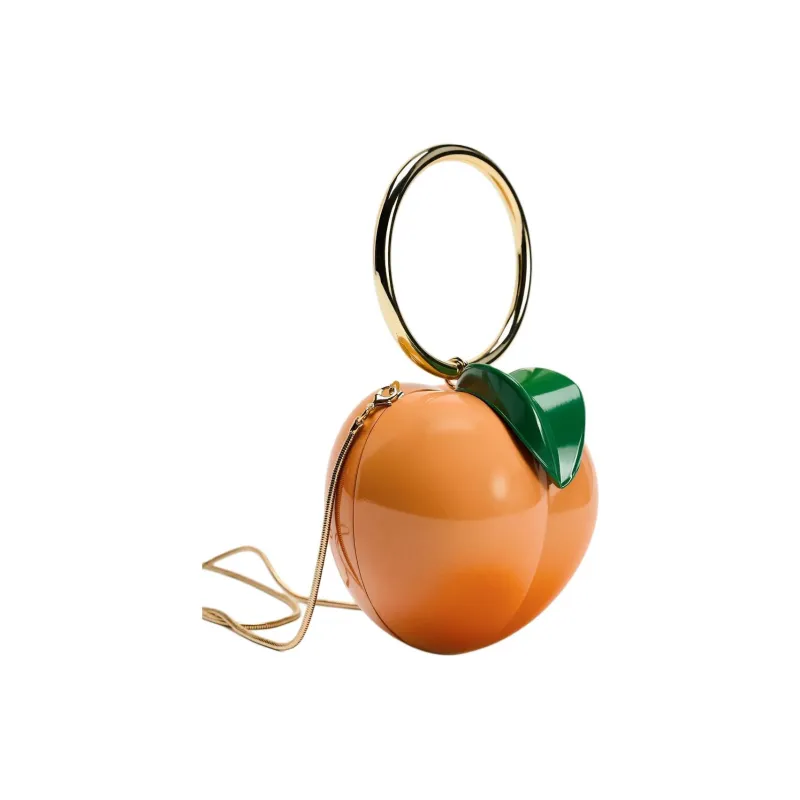 ZARA Brass Box Bag One Shoulder Handbag Mini Women's Orange-2