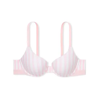 Victoria's Secret Push Up Perfect Shape Ribbed Cotton Bra/Pink Stripes Bra Women's Pink Stripes