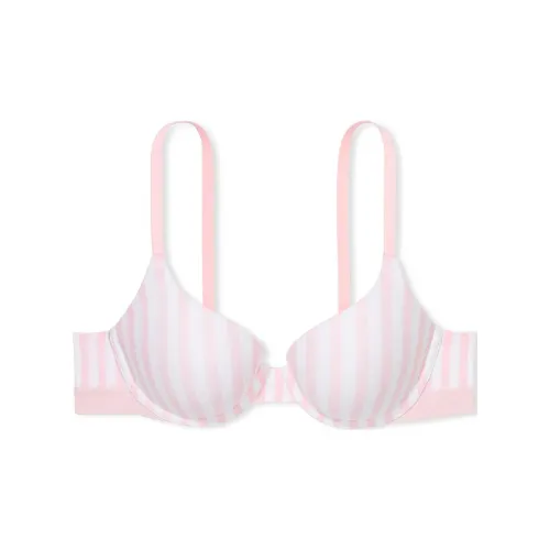 Victoria's Secret Push Up Perfect Shape Ribbed Cotton Bra/Pink Stripes Bra Women's Pink Stripes