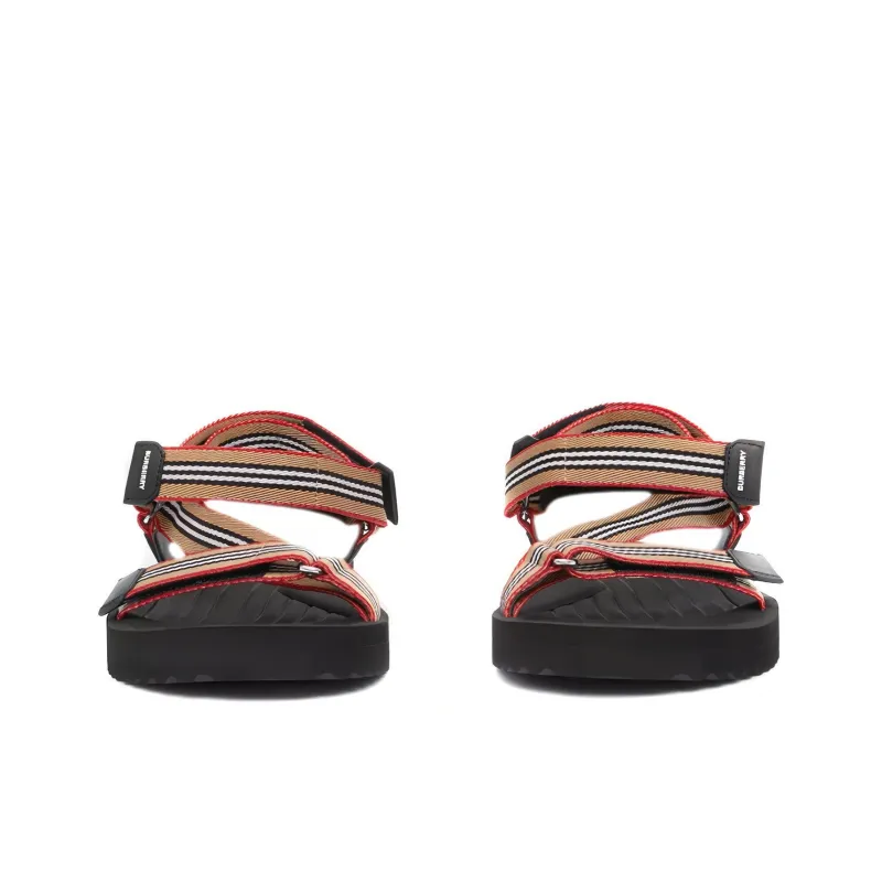 Burberry Beige Icon Stripe Sandal Black-2
