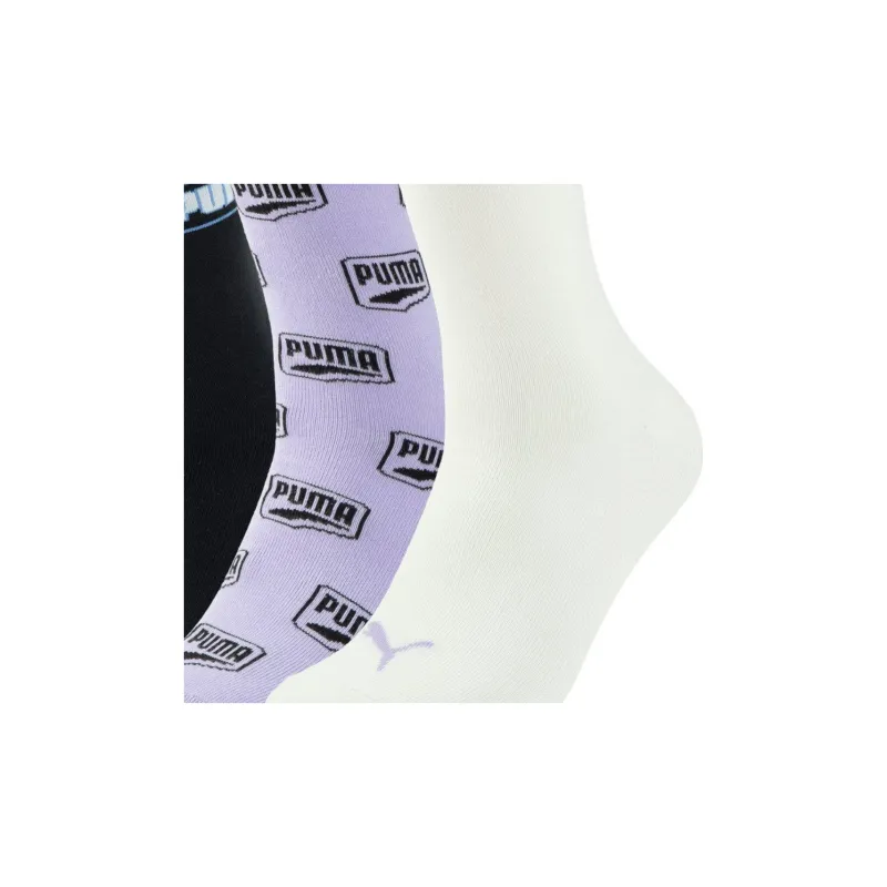 PUMA 3P APAC Mid Calf Socks Unisex 3 Pack Light Purple+White+Black-4