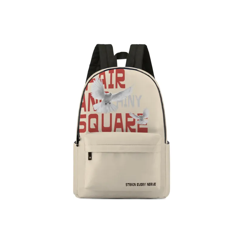 HINY Polyester Student Backpack Regular Unisex White-6