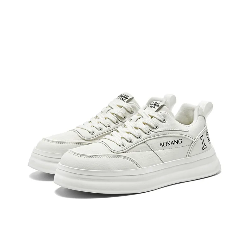 AOKANG Trendy Play Series Anti-Slip And Wear-Resistant Height Increasing Low-Top Skateboard Shoes Men White-2