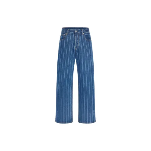 Jacquemus Jeans Men Print Blue Stripes