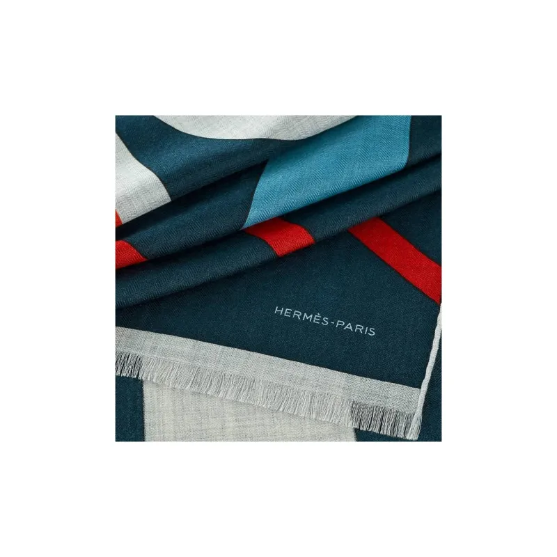 HERMES Cashmere Knit Scarves Men Ocean-1