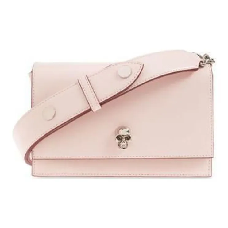 Alexander McQueen Skull Calfskin Handbag Shoulder Bag Small Size Women's Pink-1