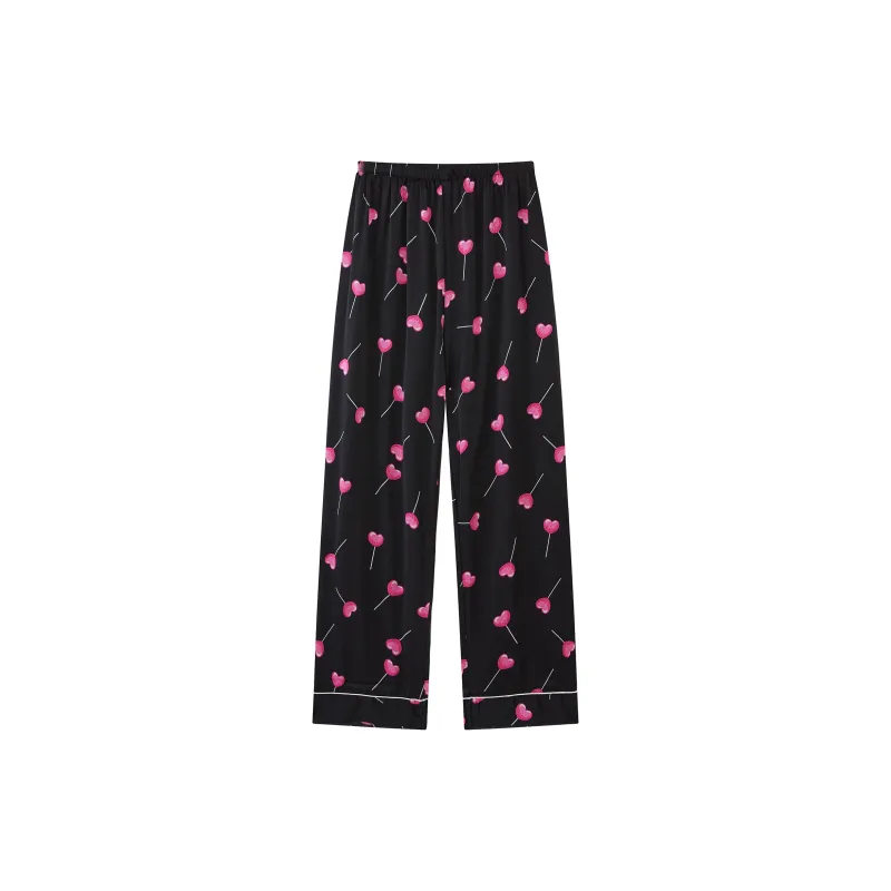 Kosrood Pajama Set Women's Black Riddle Peach Kernel-2