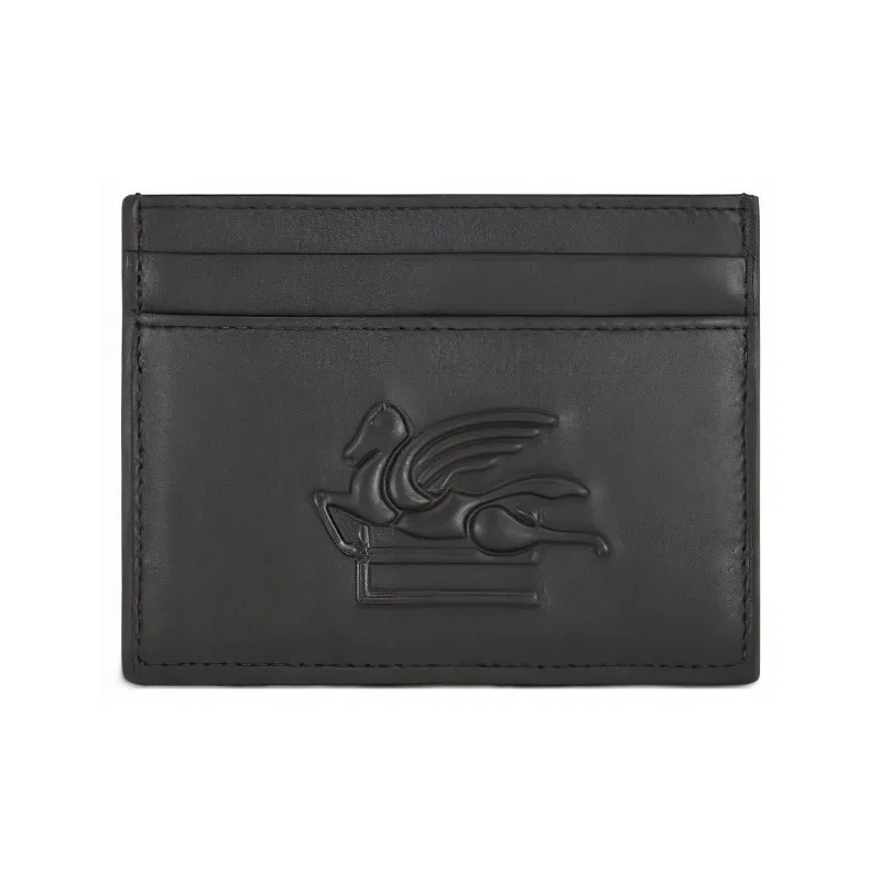 ETRO Pegaso Calfskin Card Holder Card Holder Men's Black-0