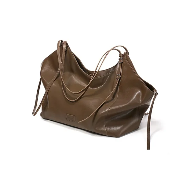 Simedin Cow Leather With Synthetic Leather Tote Bag, Shoulder Bag Women's Deep Black/Brown-7