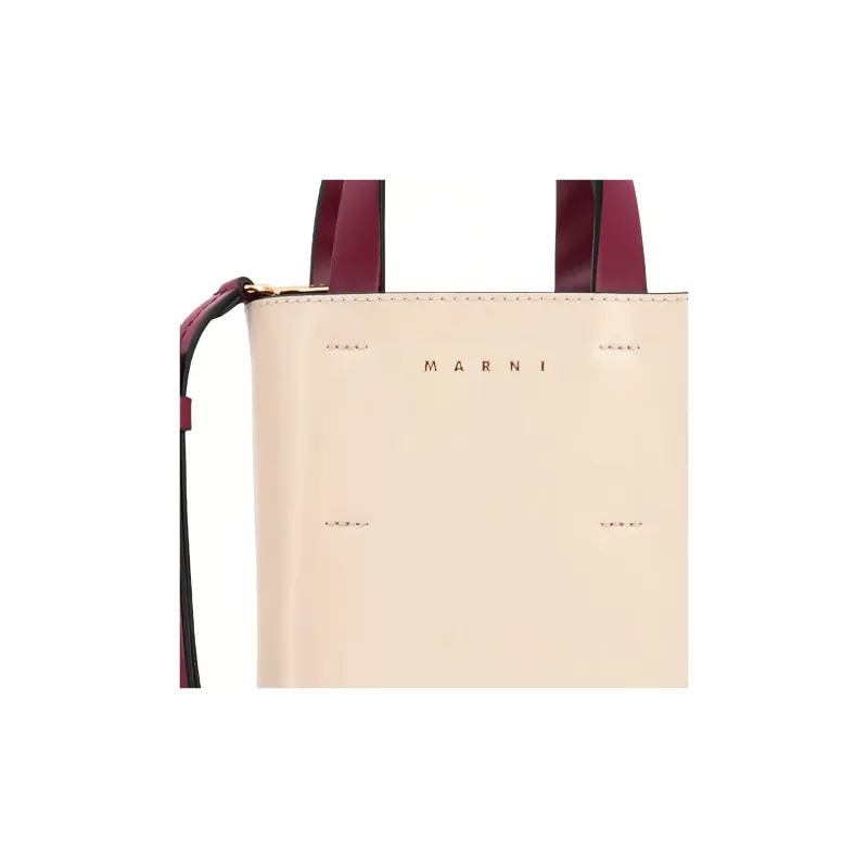MARNI Cow Leather Tote Bag Shopping Bag Shoulder Bag Crossbody Bag Handbag Extra Mini Women's Beige/Green-3