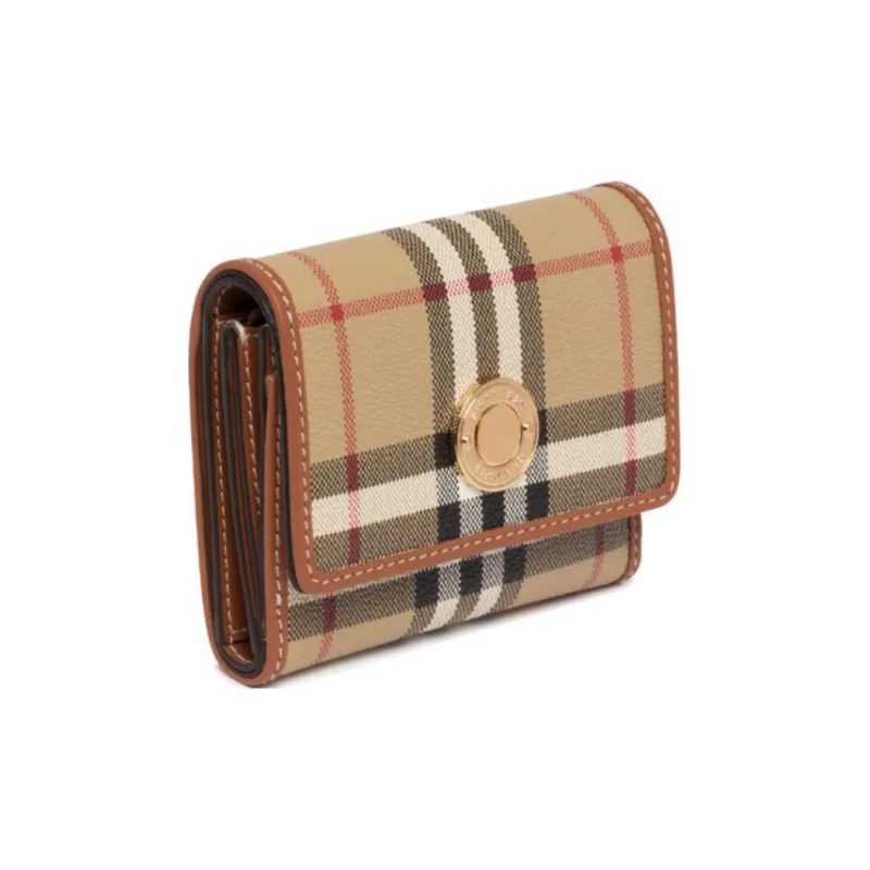 Burberry Polyurethane And Polyester Blend Wallet Small Size Women's Beige-1